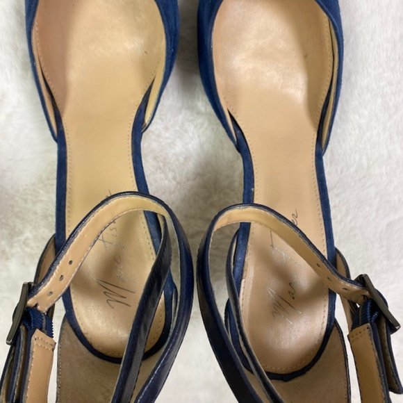 Marc Fisher "MFHIEN" Blue Suede Stiletto Ankle Strap Heels,‎ size 9 - Picture 10 of 11